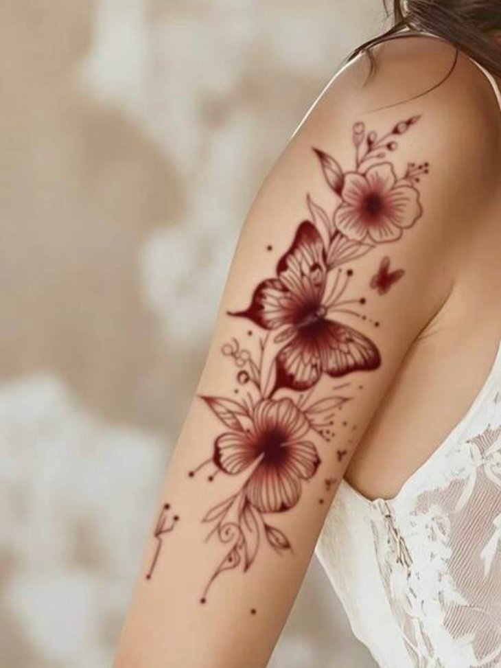 Temporary Flower & Butterfly Body Tattoo Stickers For Women (4.96) - Image 8
