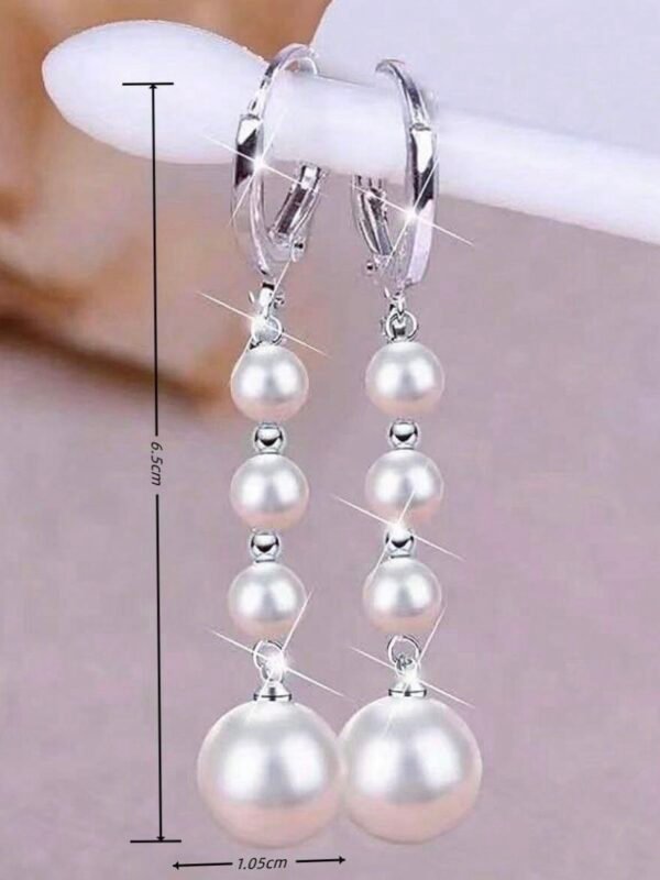2Pcs White Pearl Dangle Earrings (4.92) - Image 3