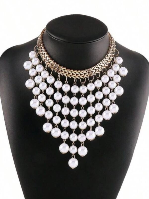 White Pearl Tassel Necklace Choker (4.90) - Image 5