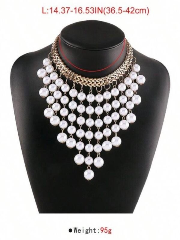 White Pearl Tassel Necklace Choker (4.90) - Image 4