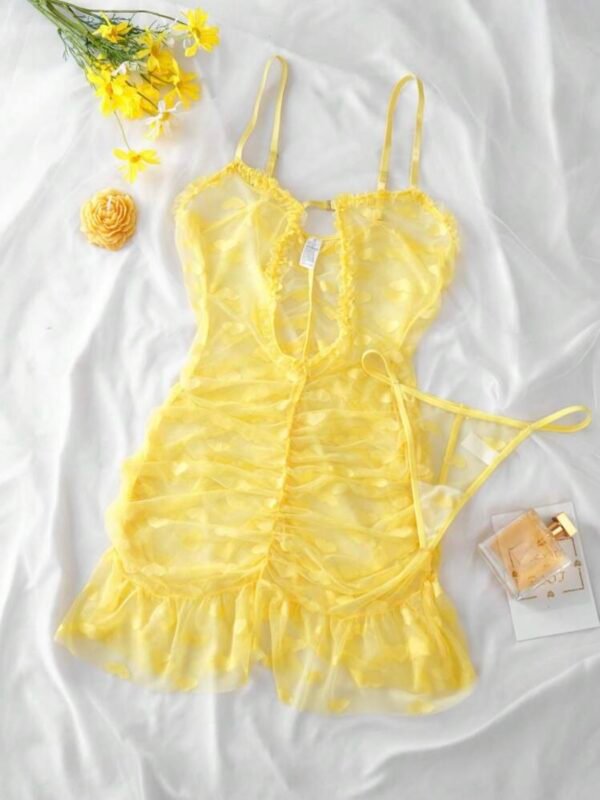 Hollow & Sheer Heart Pattern Ruffle Sexy Dress (4.97) - Image 7