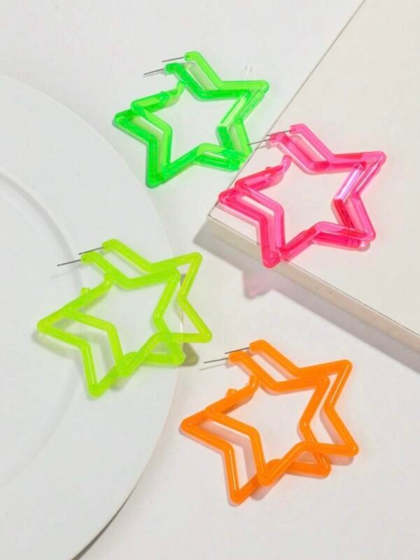 Neon Fluorescent 4 Pairs Oversized Shape Hoop Earrings (4.86) - Image 4
