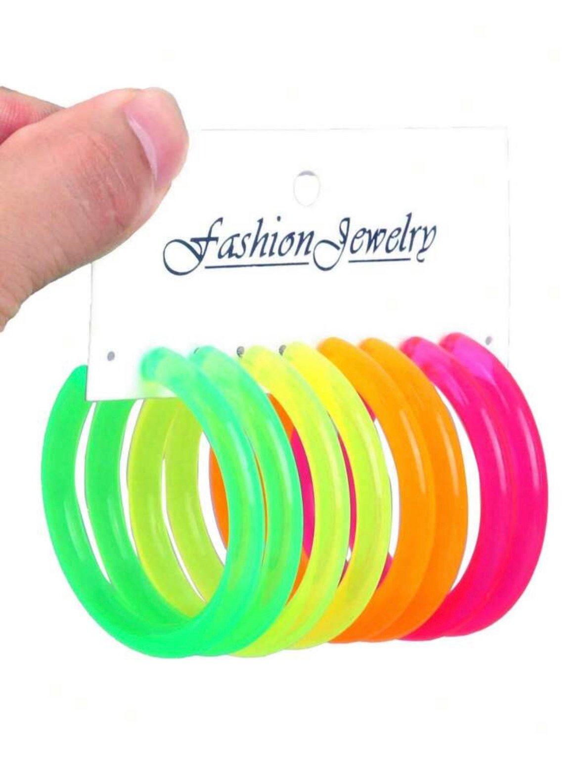 Neon Fluorescent 4 Pairs Oversized Shape Hoop Earrings (4.86) - Image 5