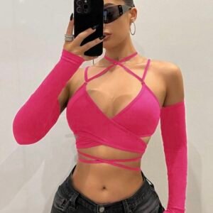 Screenshot Long Sleeve Fitted Sexy Tie-Wrap Blouse (4.82)