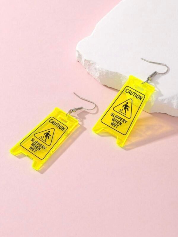 Caution Slipper When Wet Earrings For Women (4.94) - Image 3