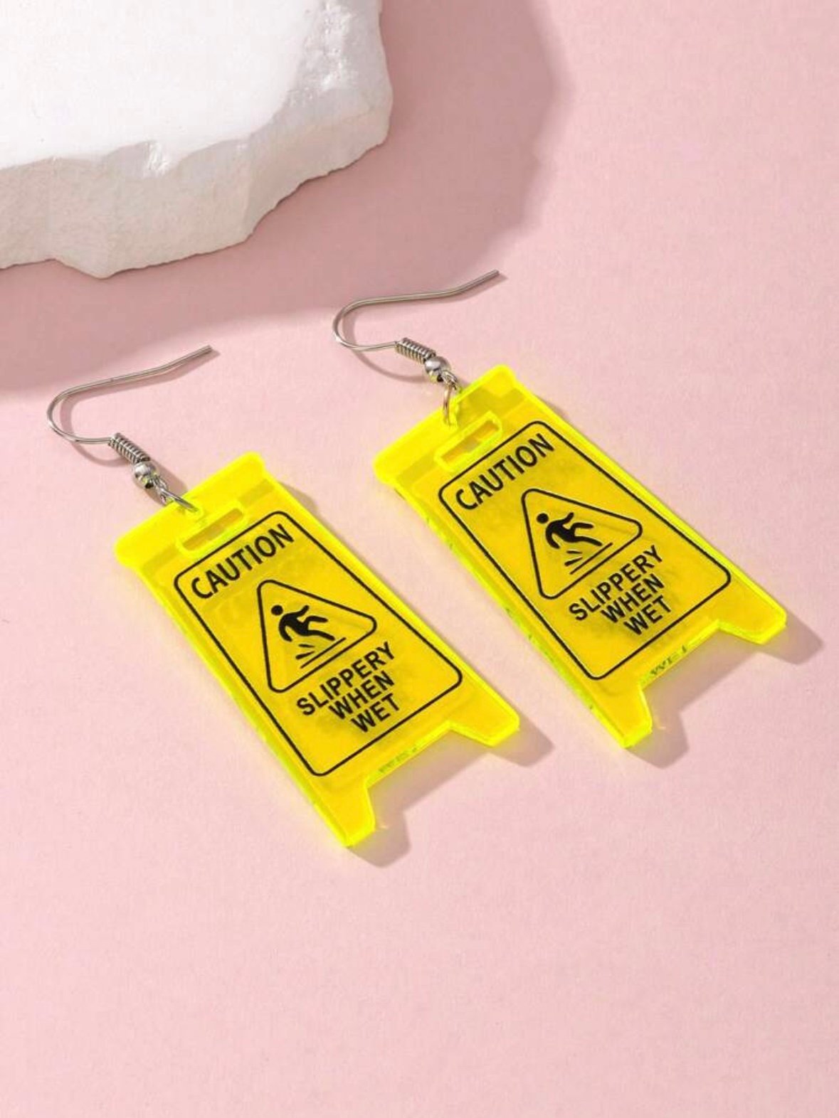 Caution Slipper When Wet Earrings For Women (4.94)