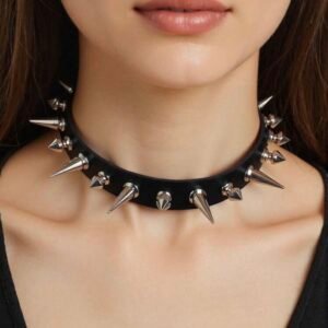 Screenshot Spike Gothic PU Leather Necklace (4.93)