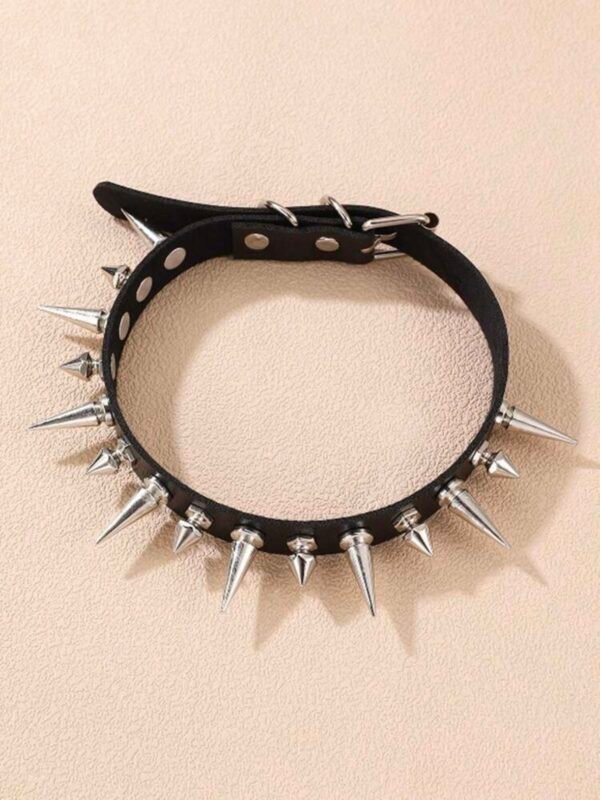 Spike Gothic PU Leather Necklace (4.93) - Image 3