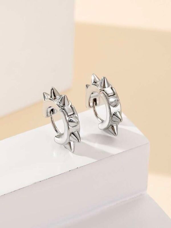 Silver Punk Spiked Shape Earrings (4.85)