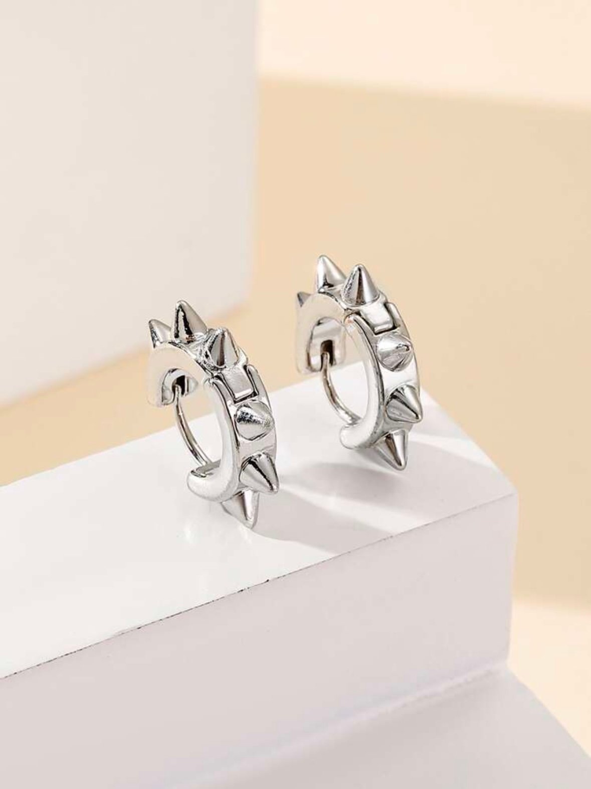 Silver Punk Spiked Shape Earrings (4.85)