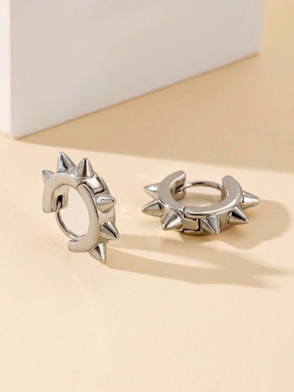 Silver Punk Spiked Shape Earrings (4.85) - Image 4
