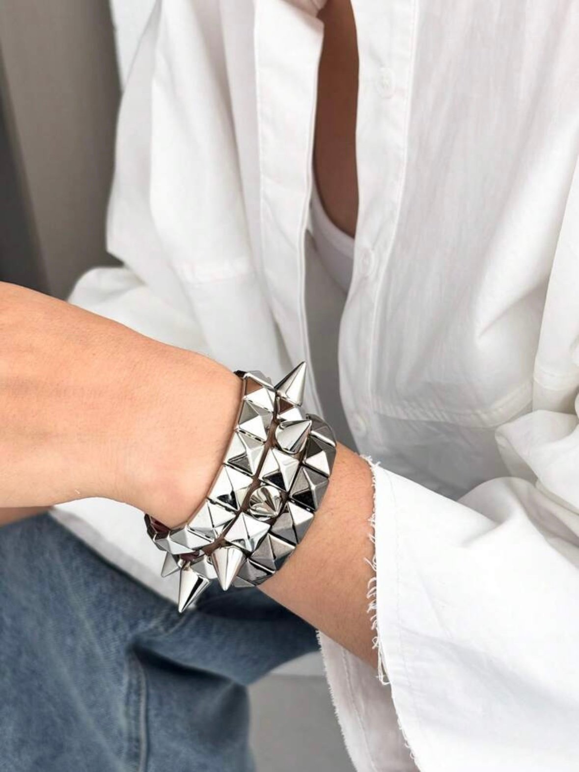 3pcs Spiked Rivet Bracelet's Rivet & Spikes (4.97)