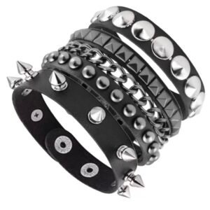 Screenshot Punk PU Leather Cuff Bracelet Accessories (4.91)