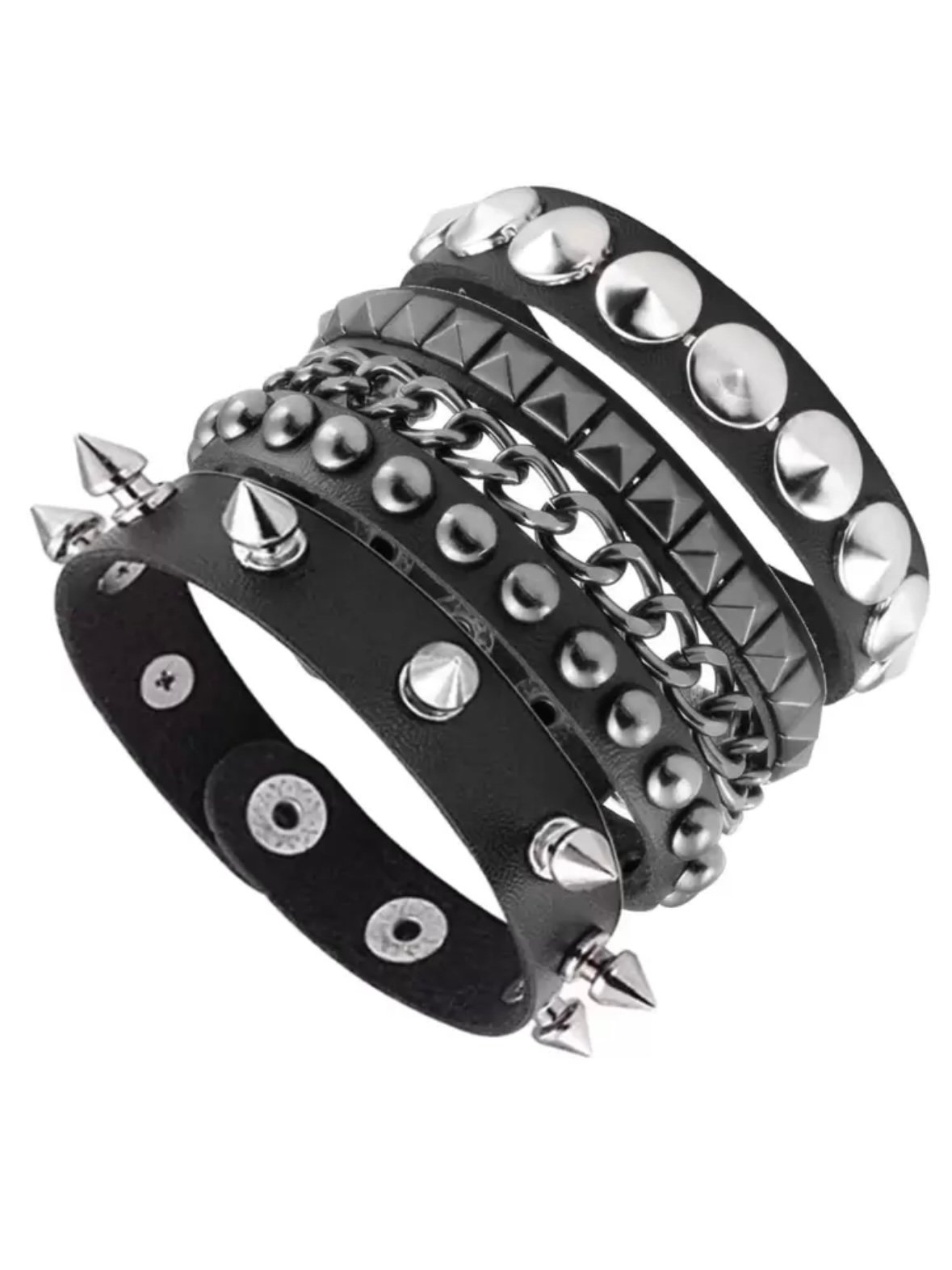Punk PU Leather Cuff Bracelet Accessories (4.91)