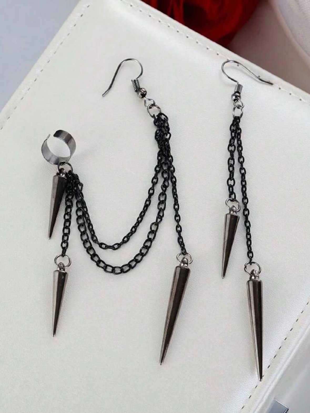 Spiked Gothic Style Chain Tassel Earrings (4.82) - Image 4