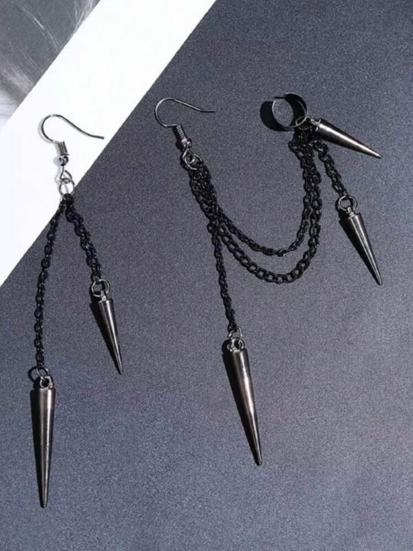 Spiked Gothic Style Chain Tassel Earrings (4.82) - Image 3
