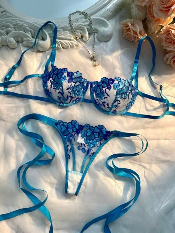 2pcs Set Embroidered Bow Sexy Lingerie Bra & Thong (4.94) - Image 7