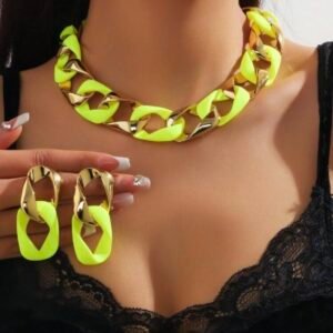 Screenshot Twisted Chain Neon Necklace & Earrings Set (4.84)