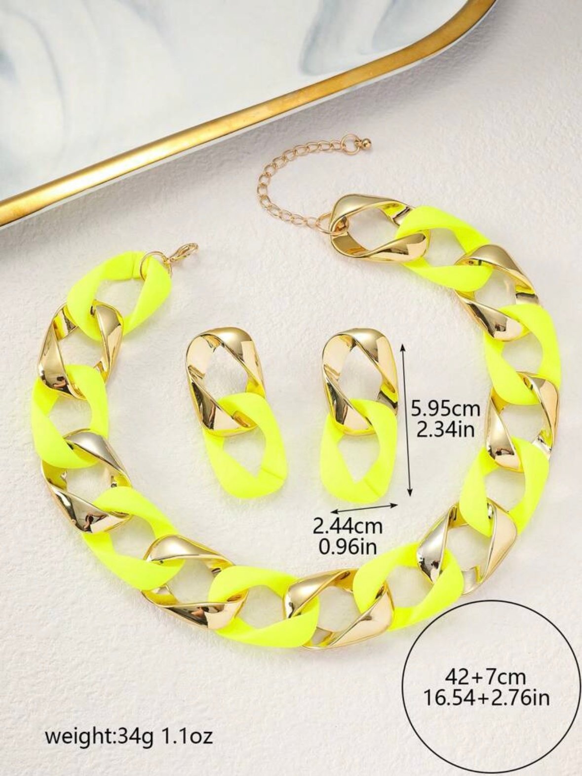 Twisted Chain Neon Necklace & Earrings Set (4.84) - Image 3