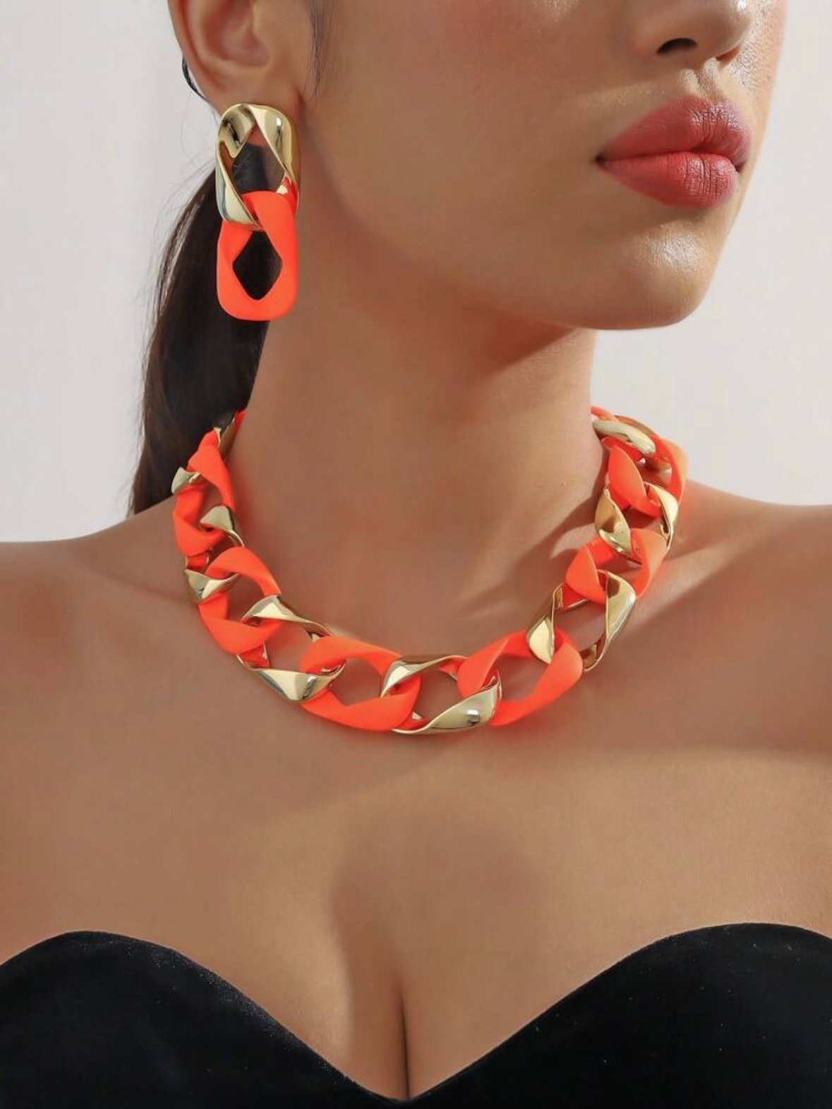 Twisted Chain Neon Necklace & Earrings Set (4.84) - Image 4