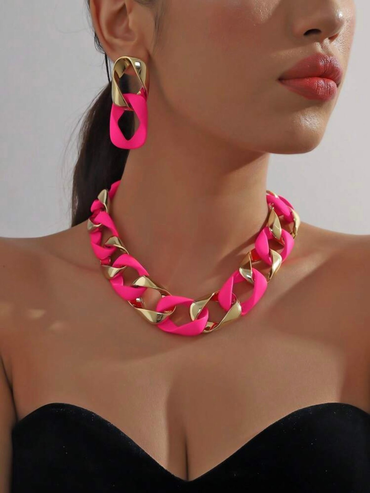 Twisted Chain Neon Necklace & Earrings Set (4.84) - Image 5