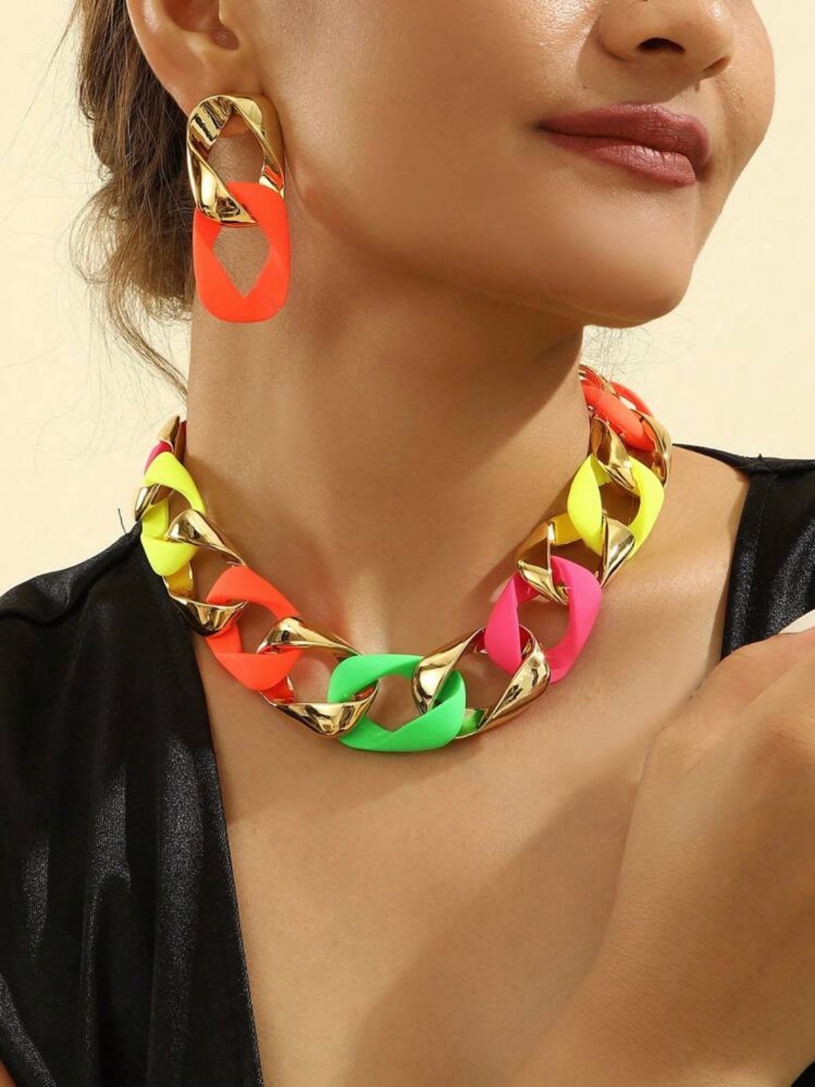 Twisted Chain Neon Necklace & Earrings Set (4.84) - Image 6