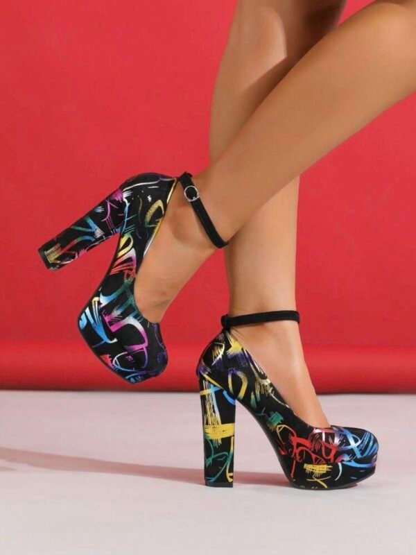 Neon Graffiti High Heel Pumps For Women (4.80) - Image 4