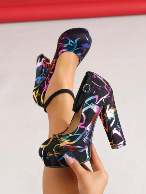 Neon Graffiti High Heel Pumps For Women (4.80) - Image 3