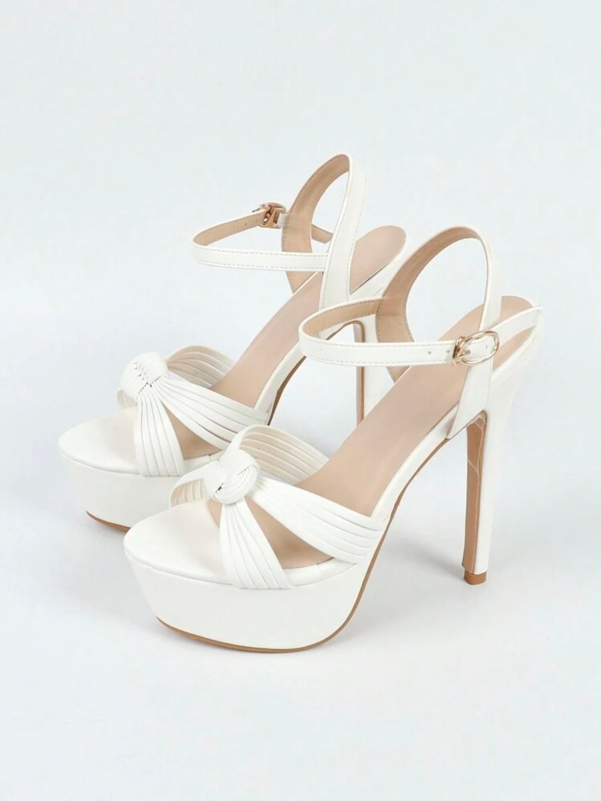 White Platform Sandals High Peep Toe Heels (4.92) - Image 4