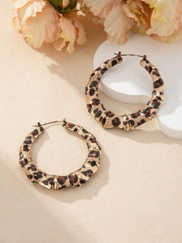 Pair Of Leopard Print Hoop Earrings For Women (4.82) - Image 4