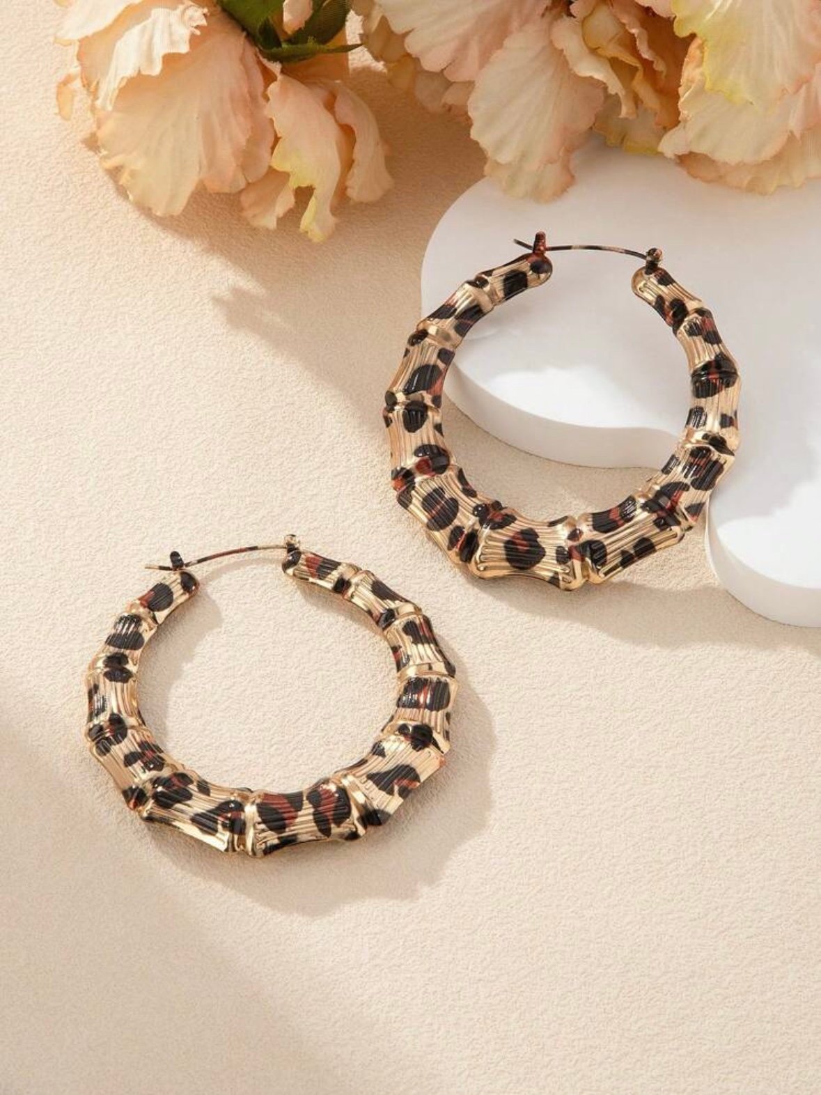 Pair Of Leopard Print Hoop Earrings For Women (4.82) - Image 4