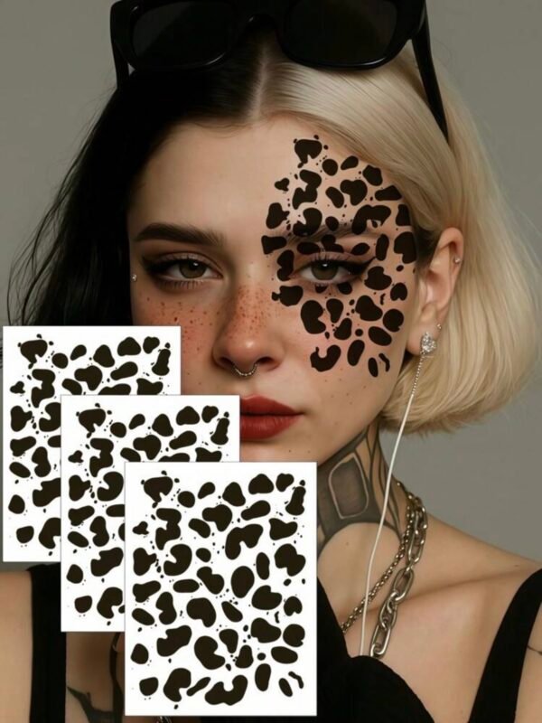 3 Sheets Cheetah Print Leopard Temporary Tattoo's - Image 6