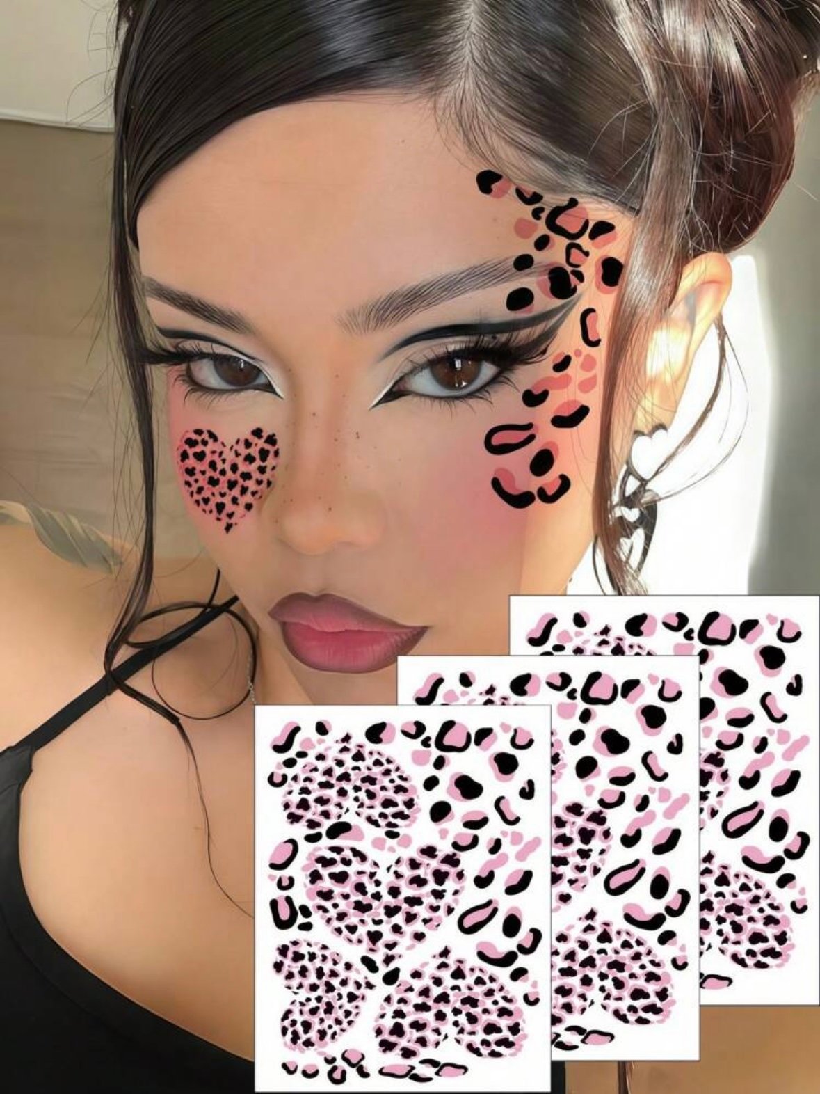 3 Sheets Cheetah Print Leopard Temporary Tattoo's - Image 5