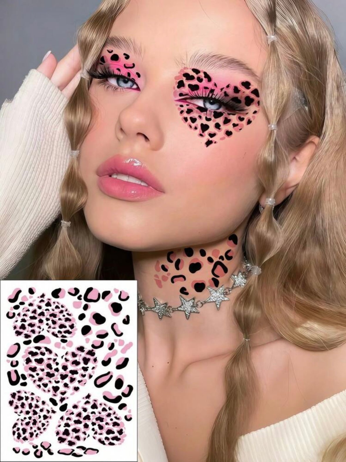 3 Sheets Cheetah Print Leopard Temporary Tattoo's - Image 4