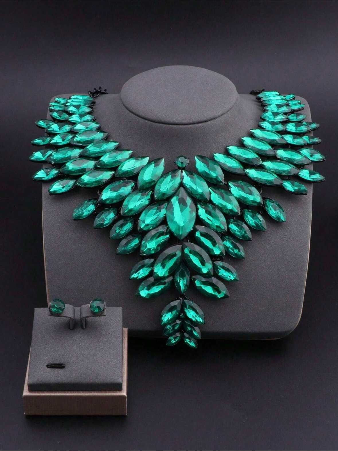 Rhinestone Bold Crystal Necklace & Earring Set (5.0) - Image 3