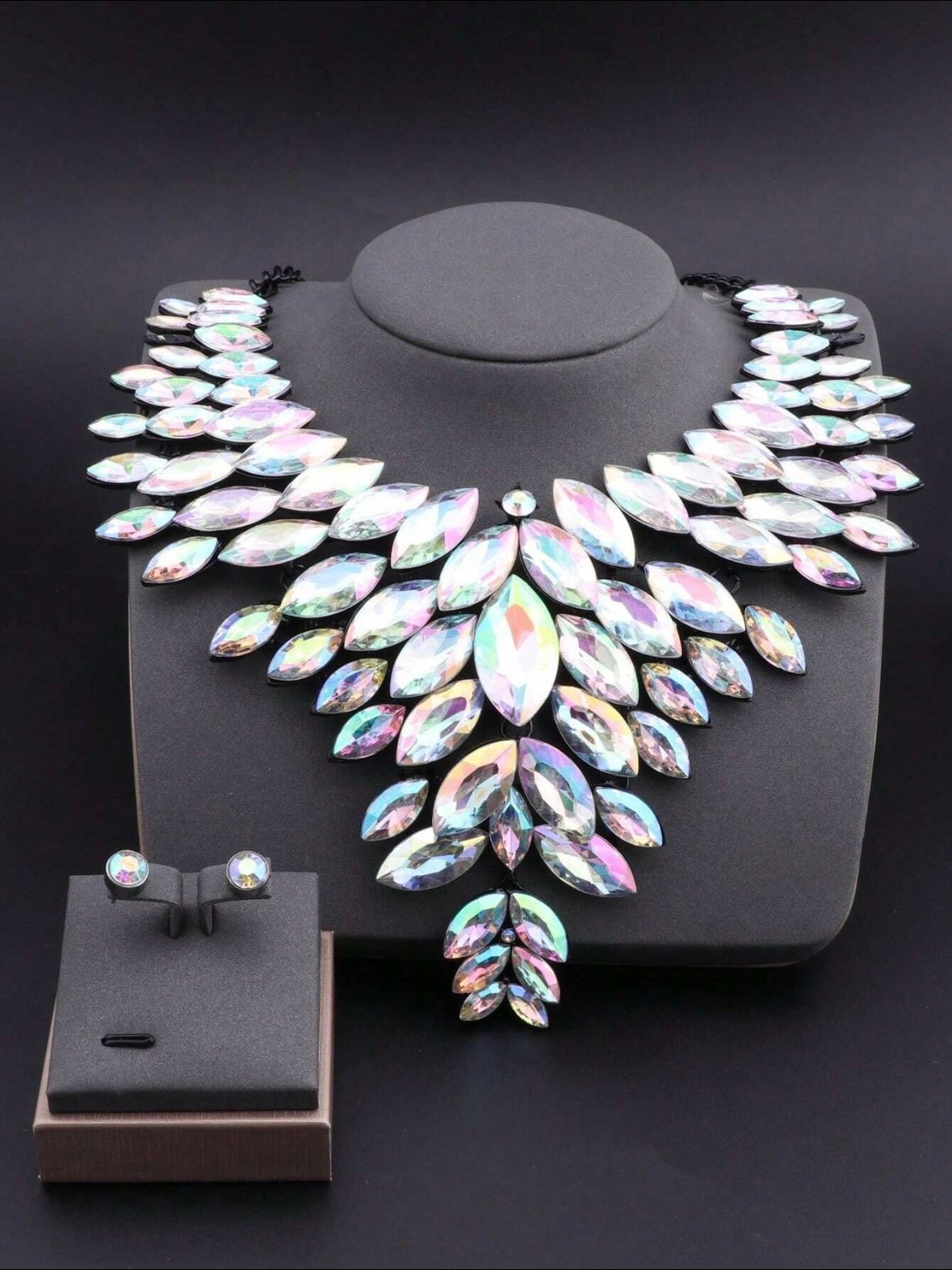 Rhinestone Bold Crystal Necklace & Earring Set (5.0) - Image 2