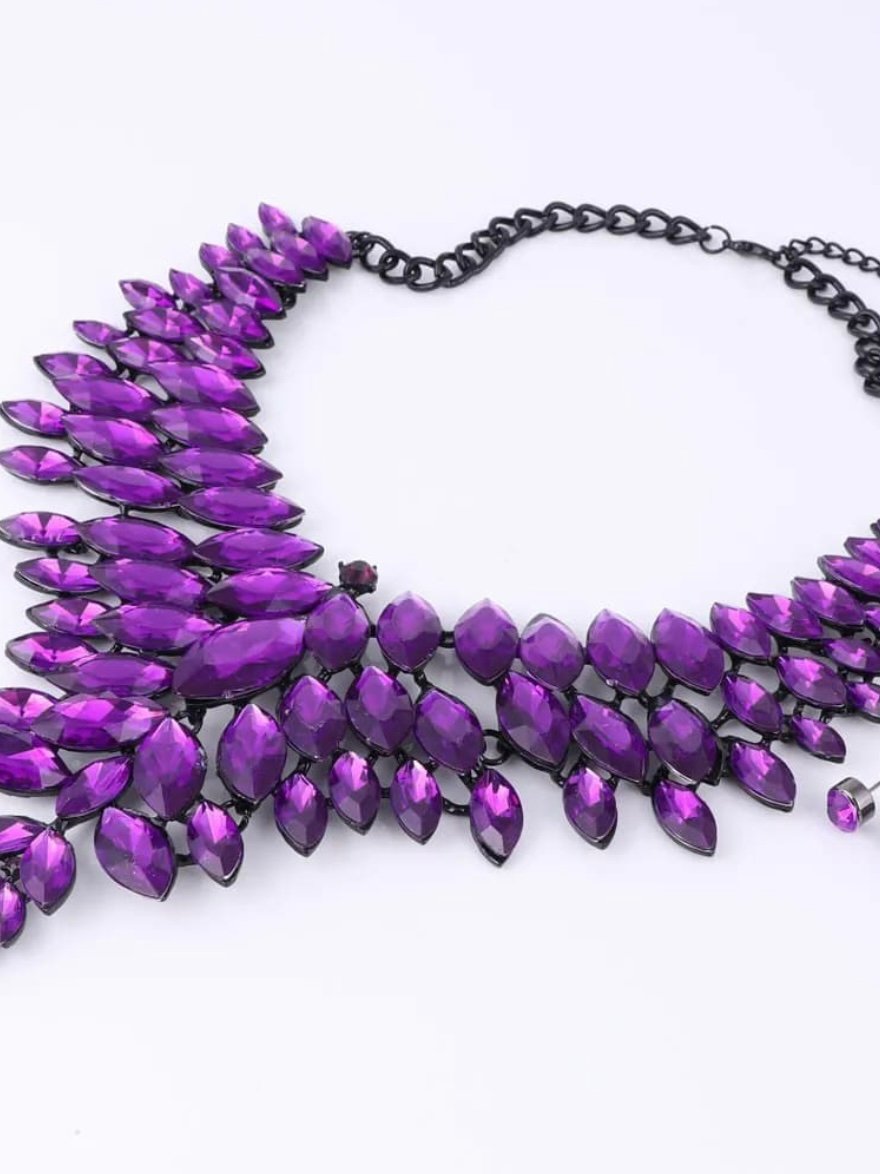 Rhinestone Bold Crystal Necklace & Earring Set (5.0) - Image 5