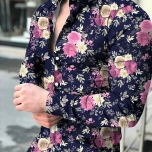 Screenshot Men's Floral Graphic Colorful Print Long Sleeve Shirt (4.96)