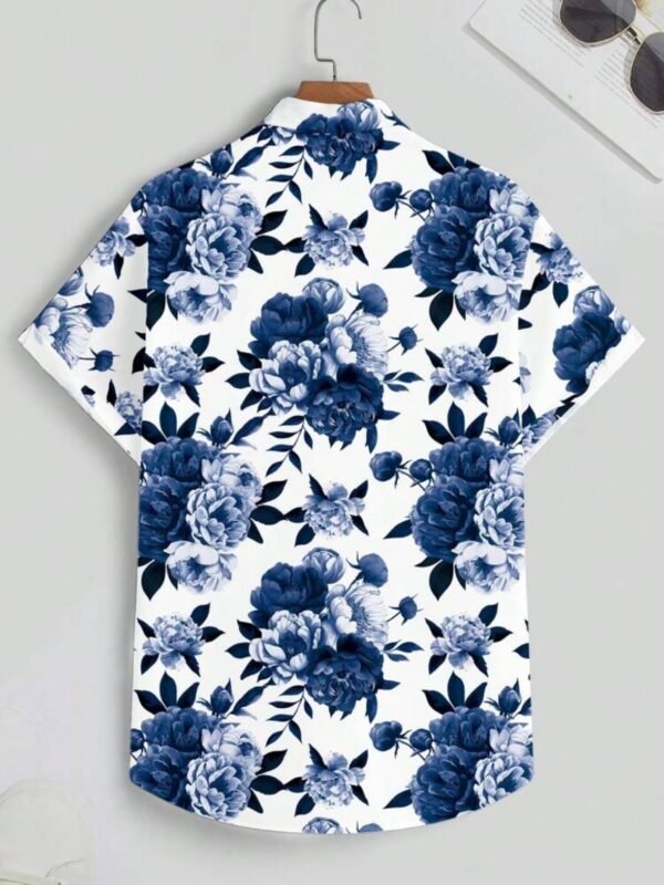 Floral Print Men's Front Button Up Short Sleeve Shirt (4.93) - Image 5