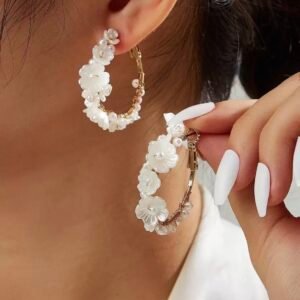 Screenshot Flower & Faux Pearl Hoop Earrings (4.95)