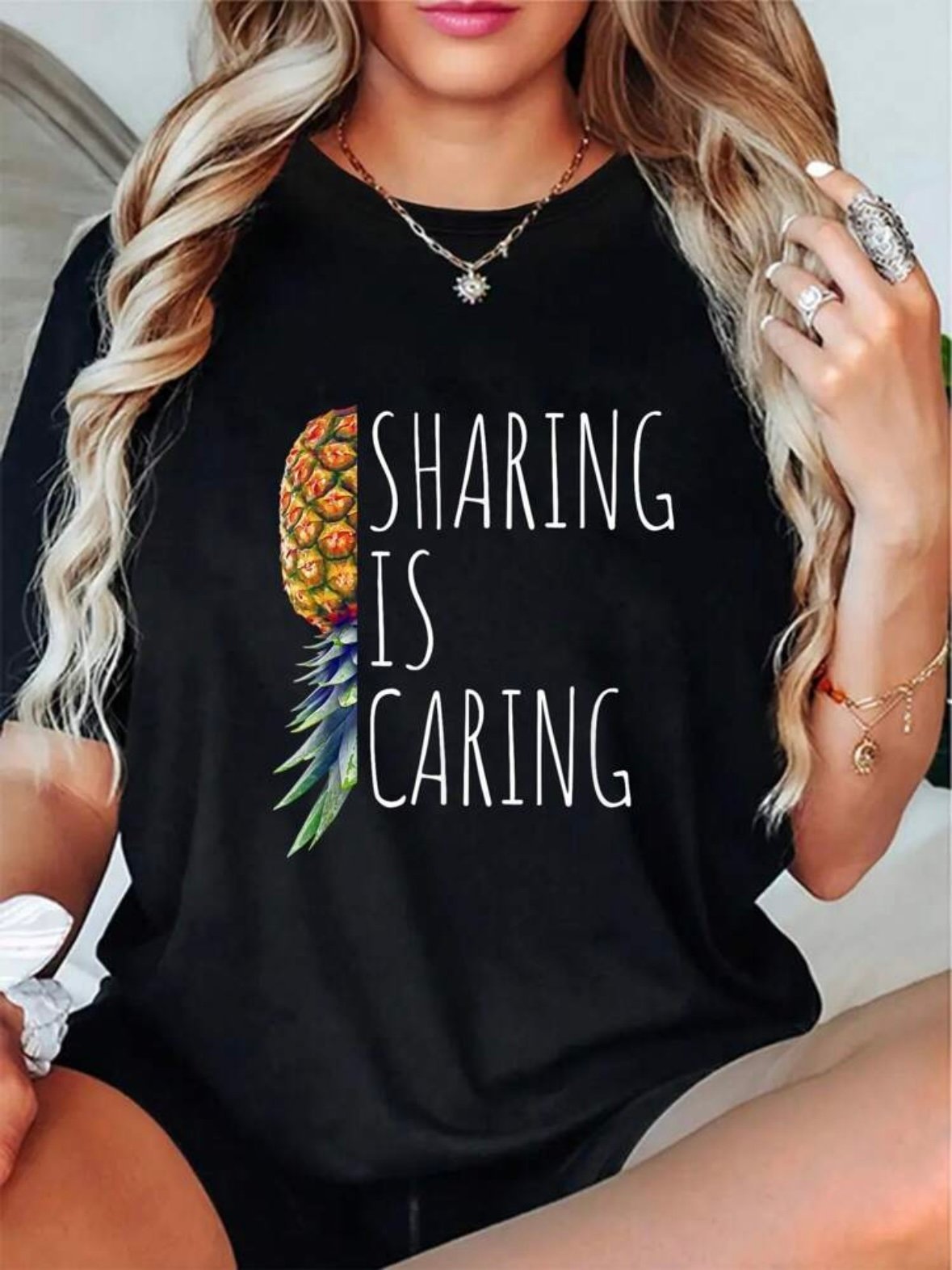 Sharing Is Caring Upside Down Pineapple Lifestyle Swinger Shirt (5.0)