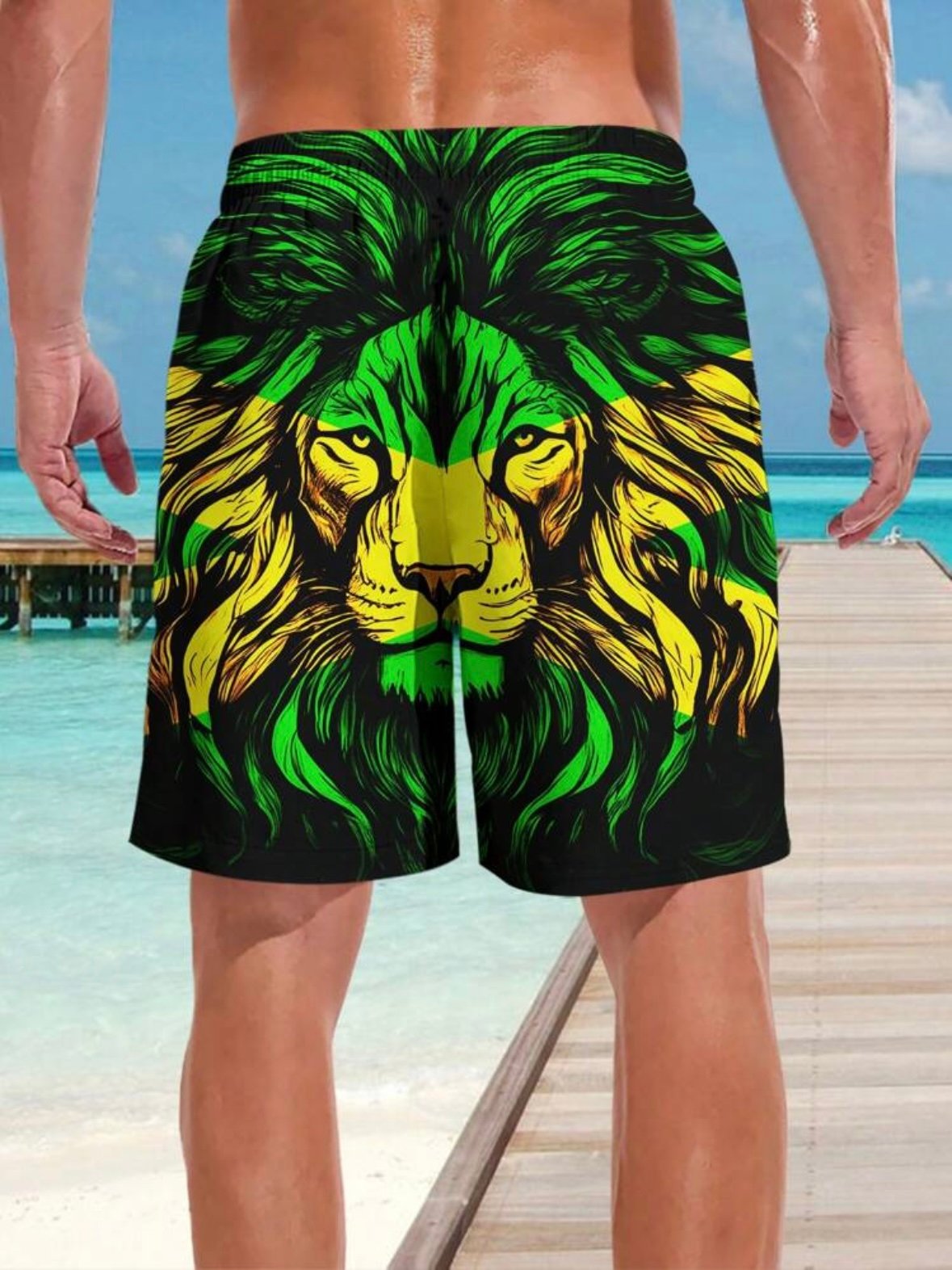Men's Vacation Style Lion Beach Shorts (4.83) - Image 4
