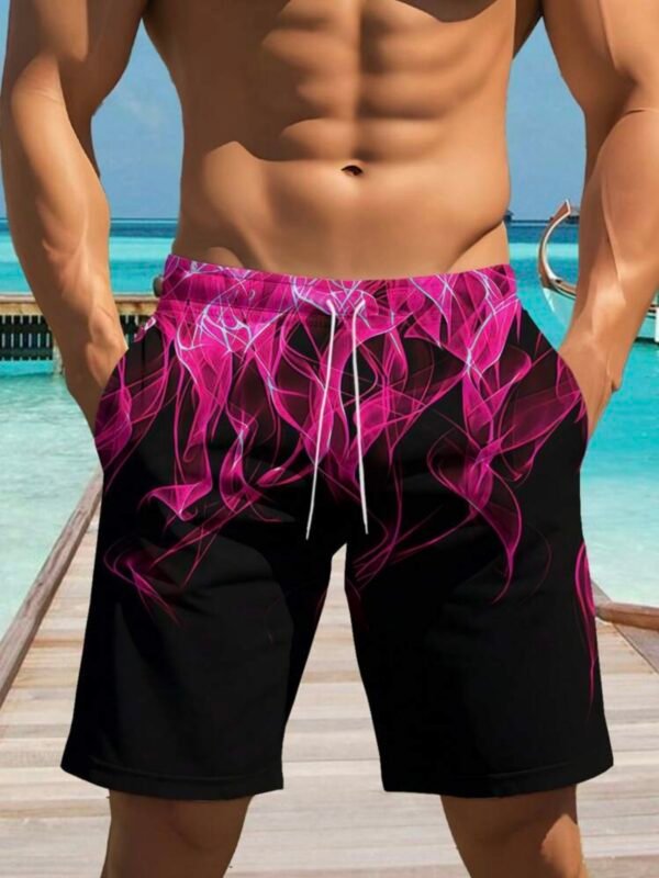 Men's Flame Printed Drawstring Beach Shorts (4.83)