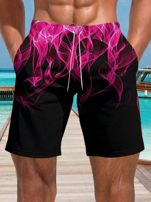 Men's Flame Printed Drawstring Beach Shorts (4.83) - Image 2