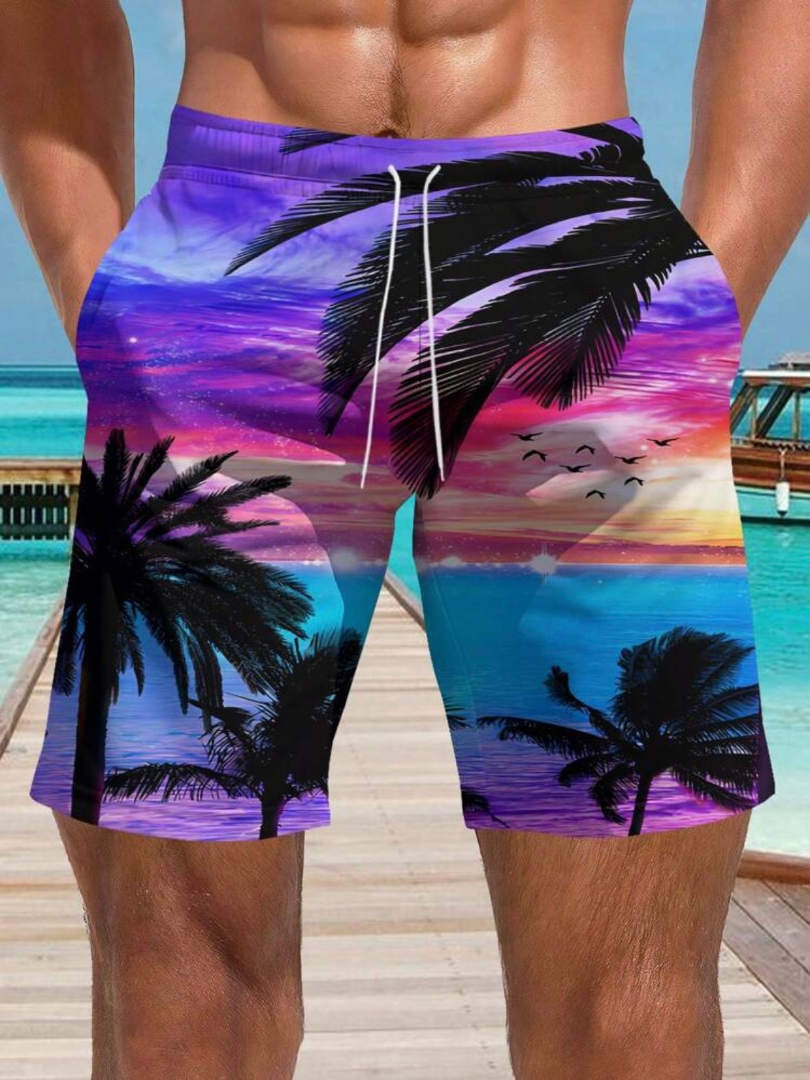 Printed Tropical Hawaiian Shorts Vacation Beach Shorts (4.87) - Image 3