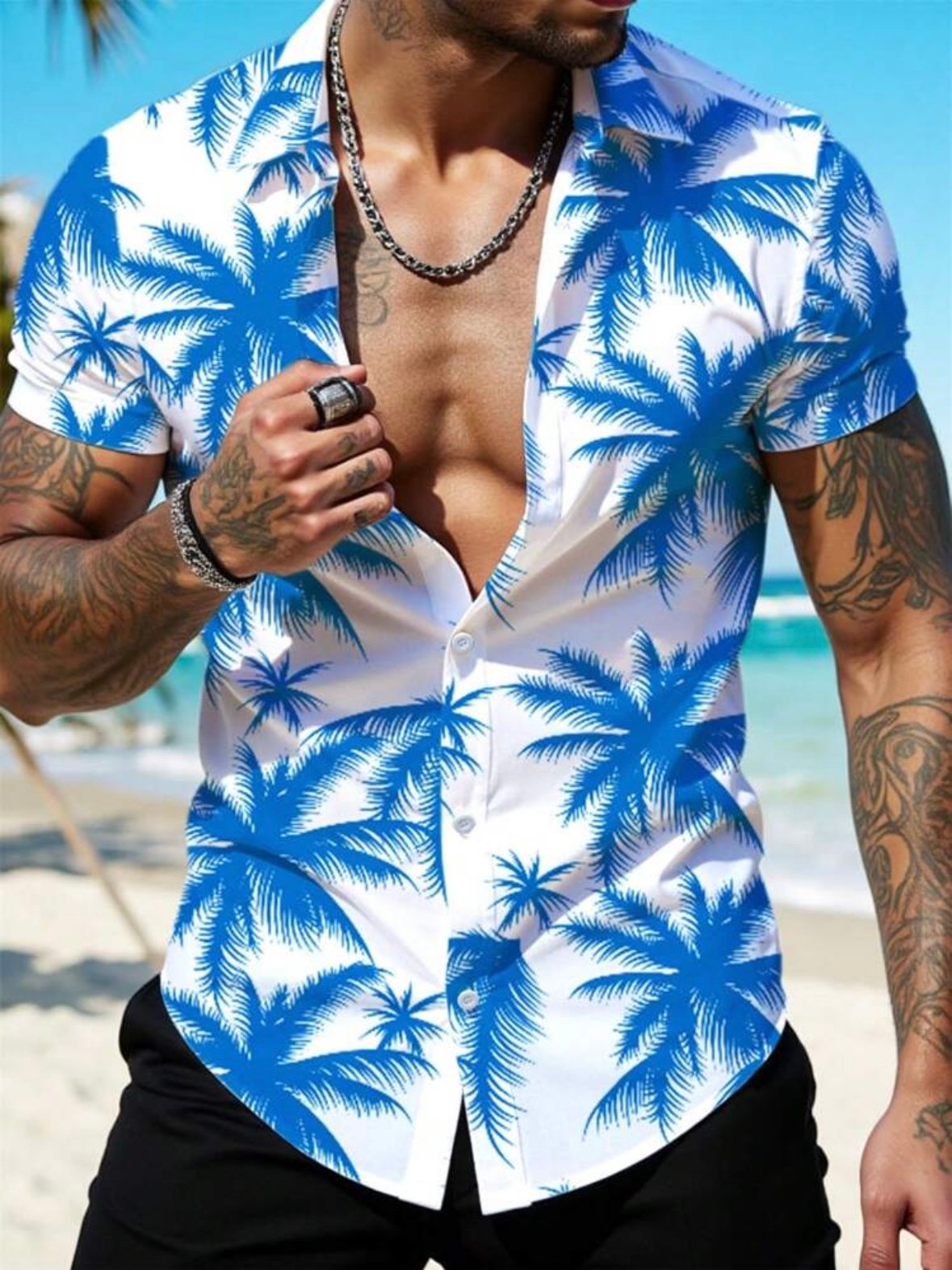 Vacation Tropical Fitted Button Up Shirt (4.92)