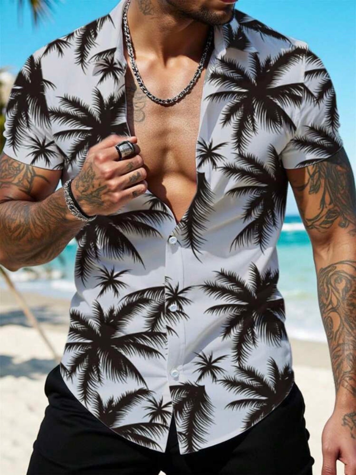 Vacation Tropical Fitted Button Up Shirt (4.92) - Image 5