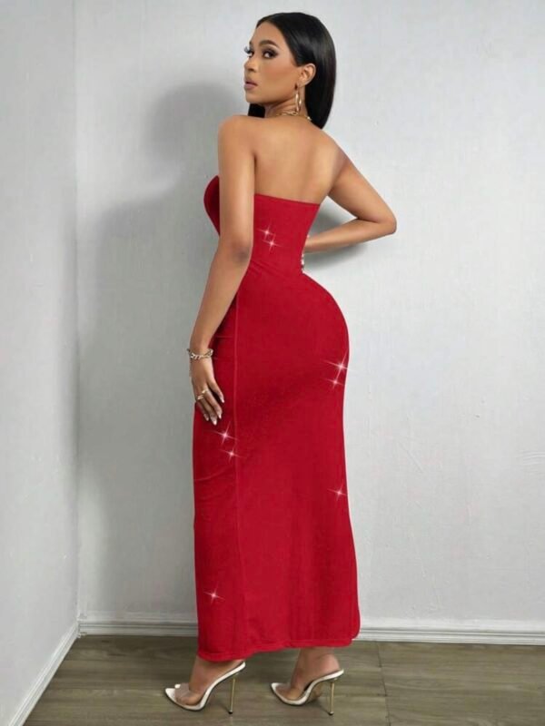 Spicy High Slit Hollow Out Strapless Dress (4.91) - Image 5