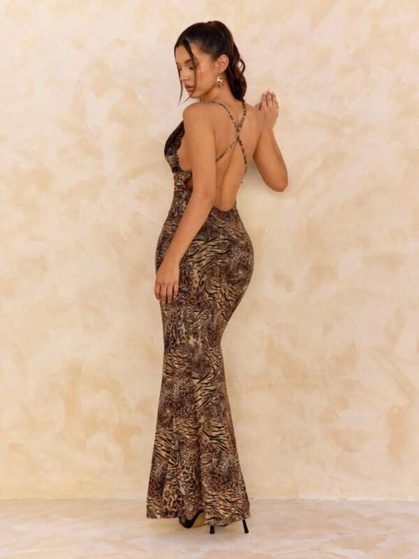Animal Print Leopard Sheer Maxi Lace Dress (4.88) - Image 3