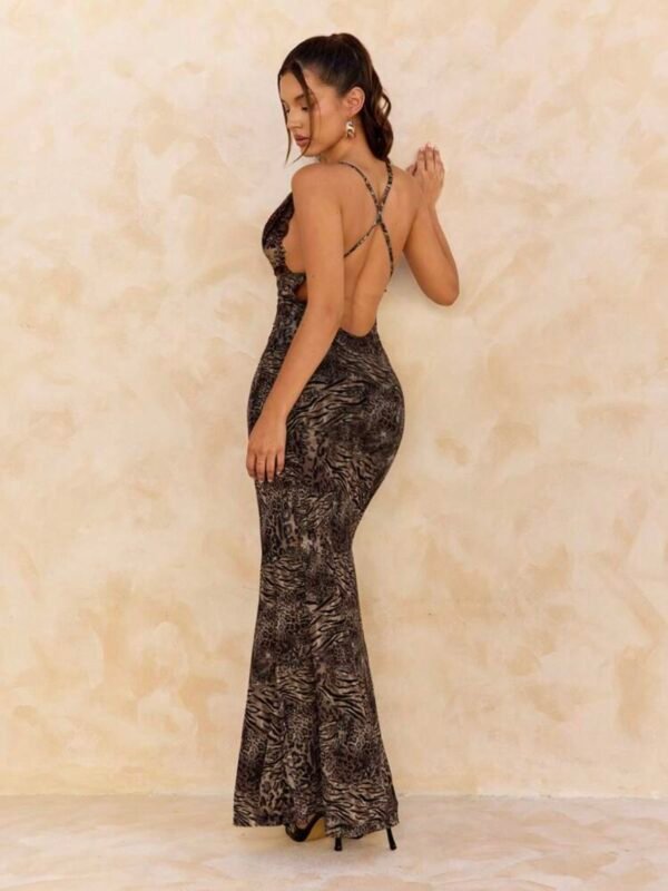Animal Print Leopard Sheer Maxi Lace Dress (4.88) - Image 5